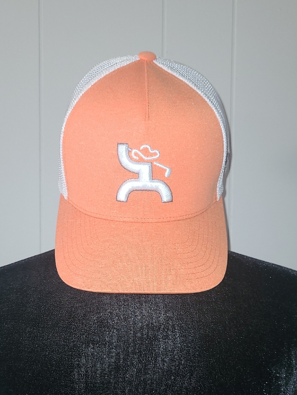 Hooey Golf Flexfit Mesh Trucker Cap S-M Roughy Logo Orange And White